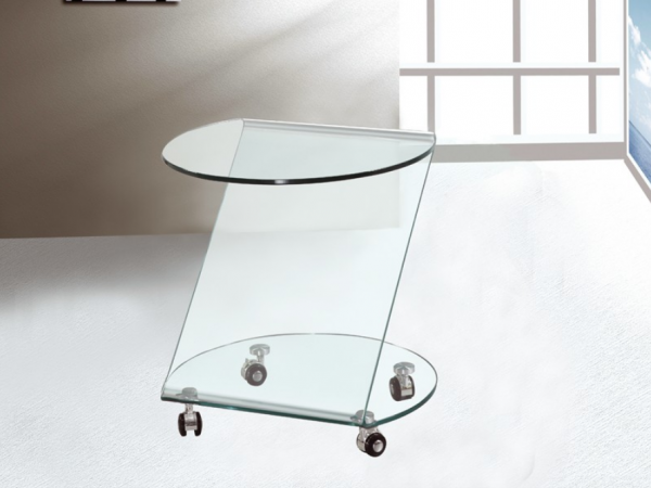 mesa ruedas cristal glass
