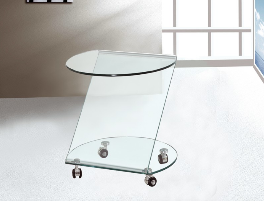 mesa ruedas cristal glass